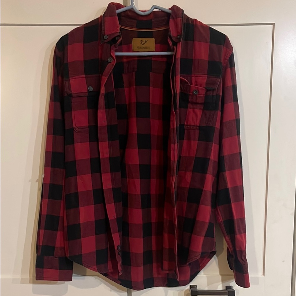 Outdoor Life Red and Black Button Down Shirt